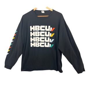 HBCU Long Sleeve Graphic Shirt Black Multicolor Triangles Unisex XL